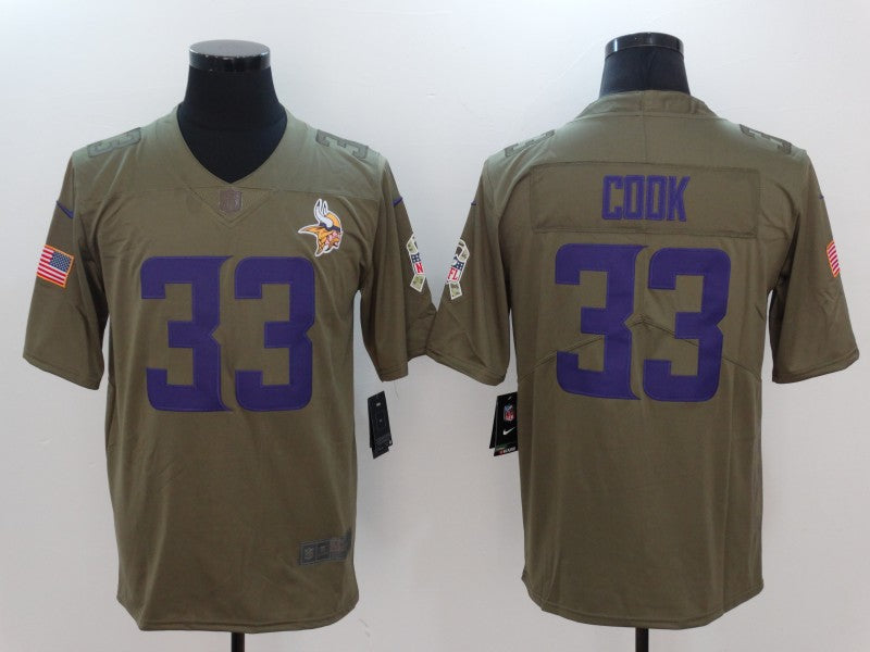 Men's Minnesota Vikings Dalvin Cook #33 Brown Authentic Game Jersey1 football jersey product view 1