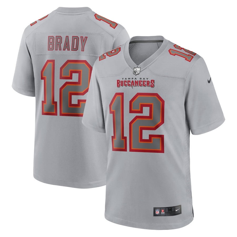 Tom Brady 12 Tampa Bay Buccaneers Atmosphere Fashion Game Jersey - Gray football jersey product view 1