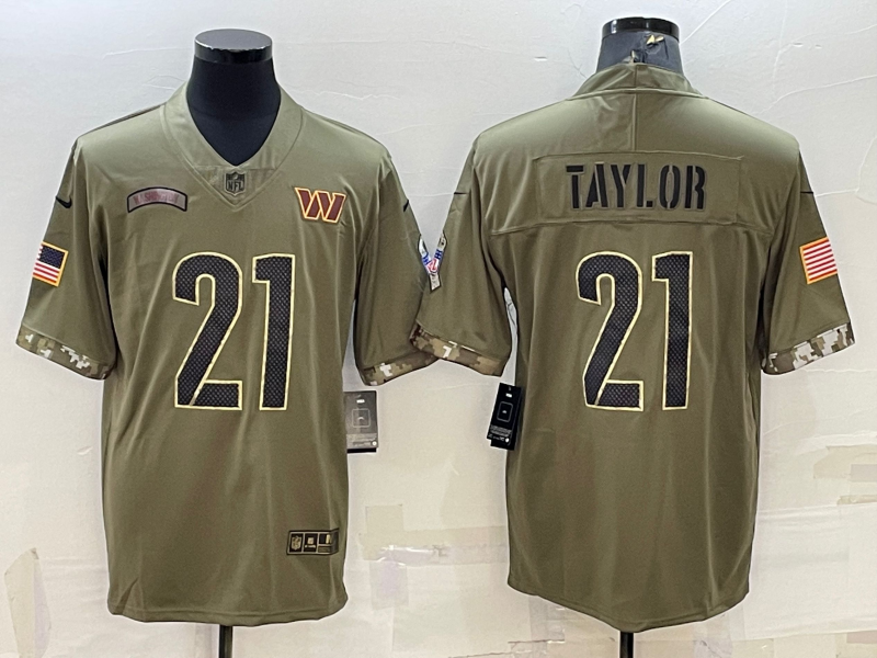 Men's Washington Commanders Sean Taylor #21 Olive 2022 Salute To Service Retired Player Limited Jersey1 football jersey product view 1