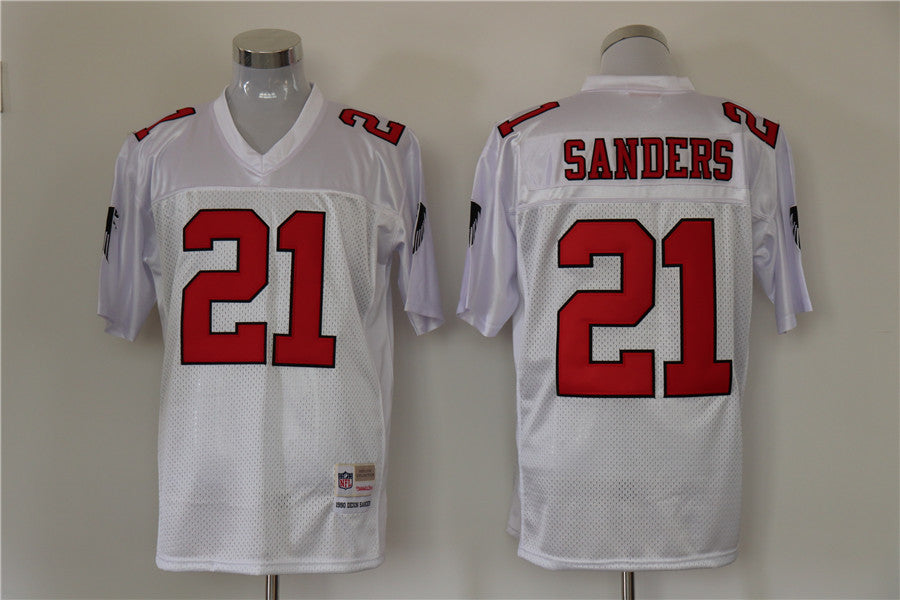 Men's Atlanta Falcons Deion Sanders White Legacy Replica Jersey1 football jersey product view 1