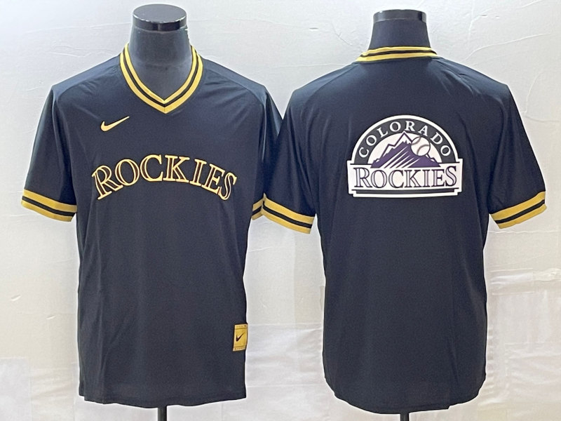 Men's Colorado Rockies Black Replica Team Jersey baseball jersey product view 1