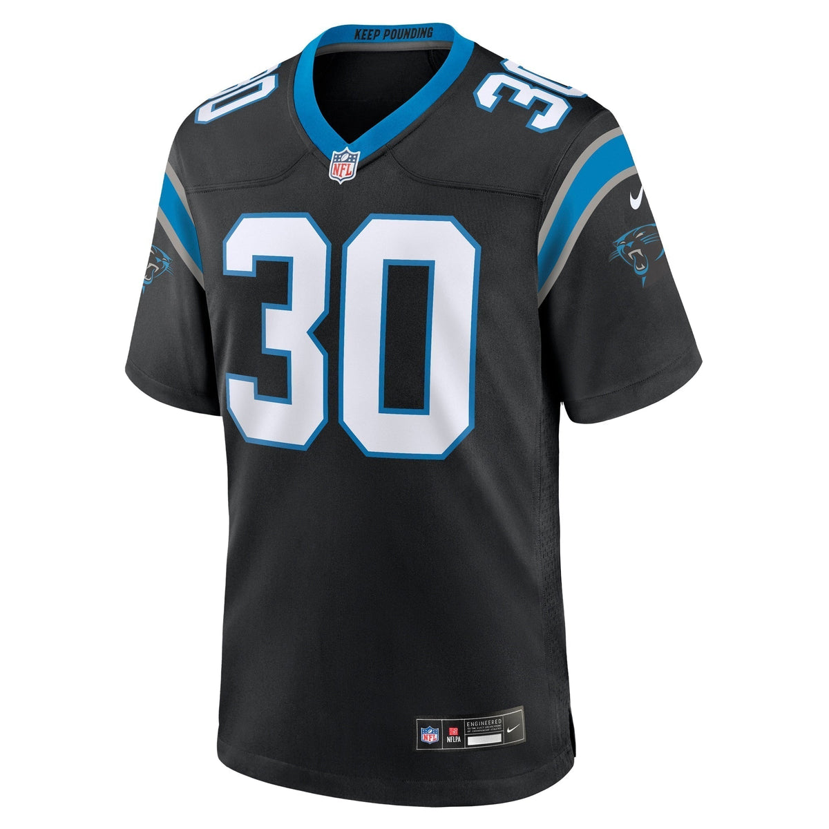 Chuba Hubbard Carolina Panthers Nike Team Game Jersey - Black football jersey product view 2