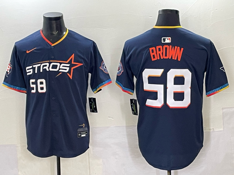 Men's Houston Astros Hunter Brown #58 Navy 2025 City Connect Limited Player Jersey baseball jersey product view 1