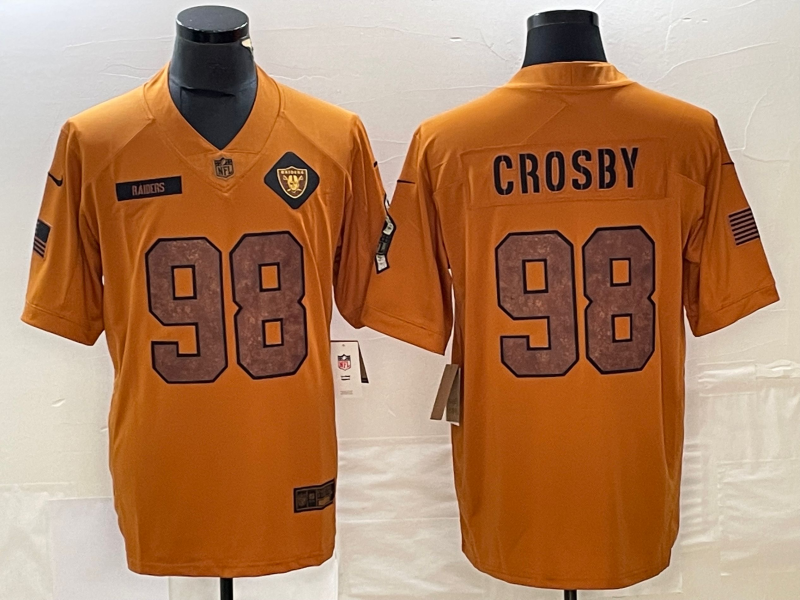 Men's Las Vegas Raiders Maxx Crosby #98 Brown 2023 Salute To Service Retired Player Limited Jersey1 football jersey product view 1