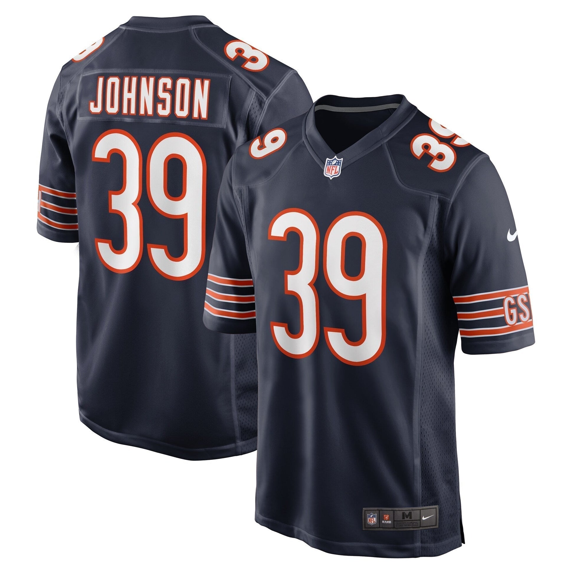 Quindell Johnson Chicago Bears Nike Team Game Jersey - Navy football jersey product view 1