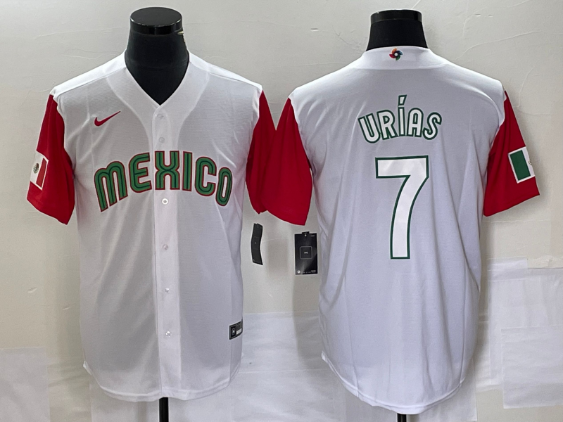 Men's 2023 World Baseball Classic #7 Julio Urias Mexico White Player Jersey1 baseball jersey product view 1