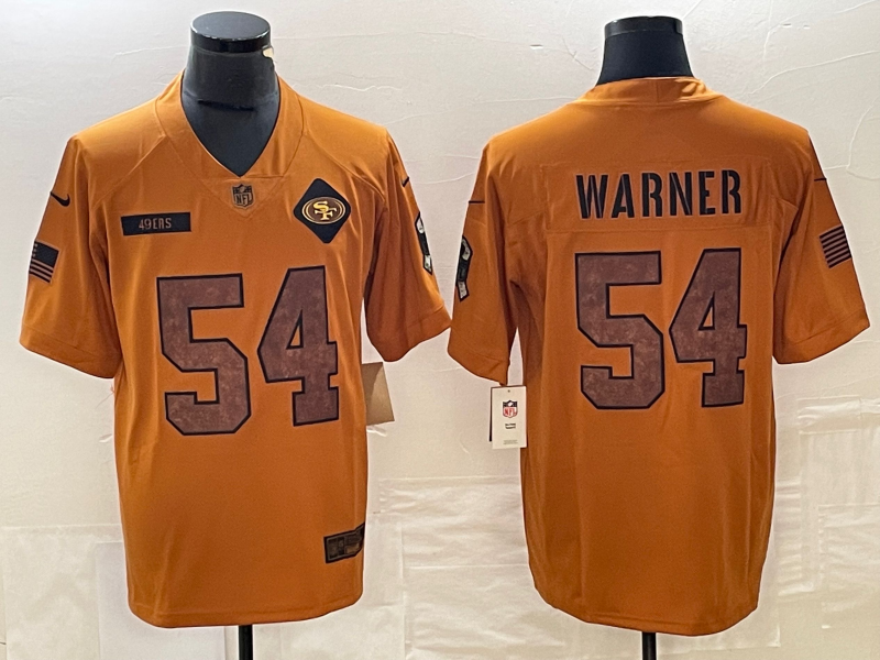 Men's San Francisco 49ers Fred Warner #54 Brown 2023 Salute To Service Retired Player Limited Jersey1 football jersey product view 1