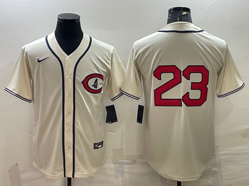 Men's Chicago Cubs Ryne Sandberg #23 Cream Player Name Jersey1 baseball jersey product view 1