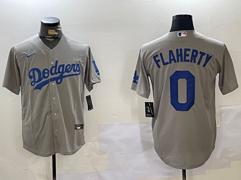 Men's Los Angeles Dodgers Jack Flaherty #0 Gray Replica Game Jersey1 baseball jersey product view 1