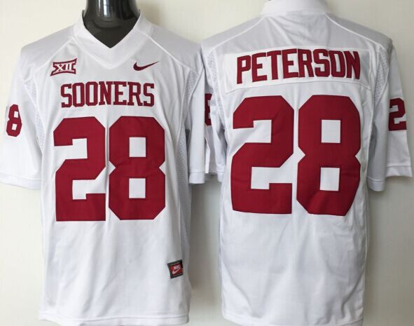 Men's Oklahoma Sooners Adrian Peterson #28 White Player Game Jersey sports jersey product view 1