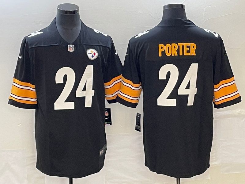Men's Pittsburgh Steelers Joey Porter Jr. #24 Black Game Jersey1 football jersey product view 1