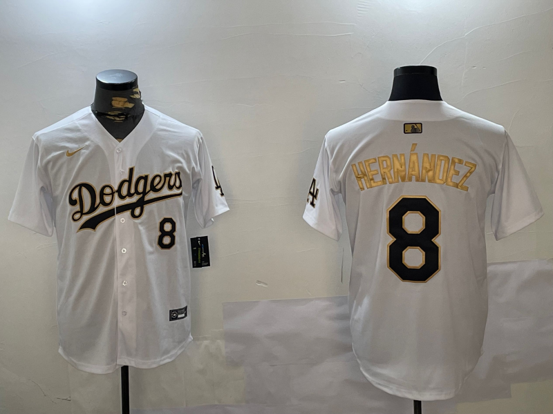 Men's Los Angeles Dodgers Enrique Hernandez #8 White Game Jersey1 baseball jersey product view 1