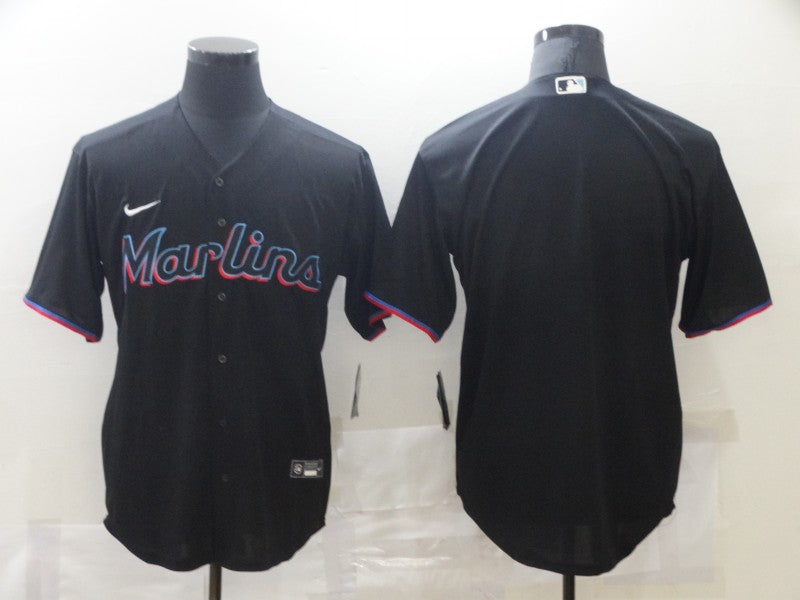 Men's Miami Marlins Black Alternate Replica Blank Jersey1 baseball jersey product view 1