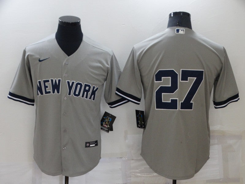 Men's New York Yankees Giancarlo Stanton #27 Gray Replica Player Name Jersey1 baseball jersey product view 1