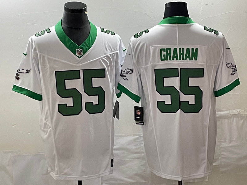 Men's Philadelphia Eagles Brandon Graham #55 White Game Player Jersey1 football jersey product view 1