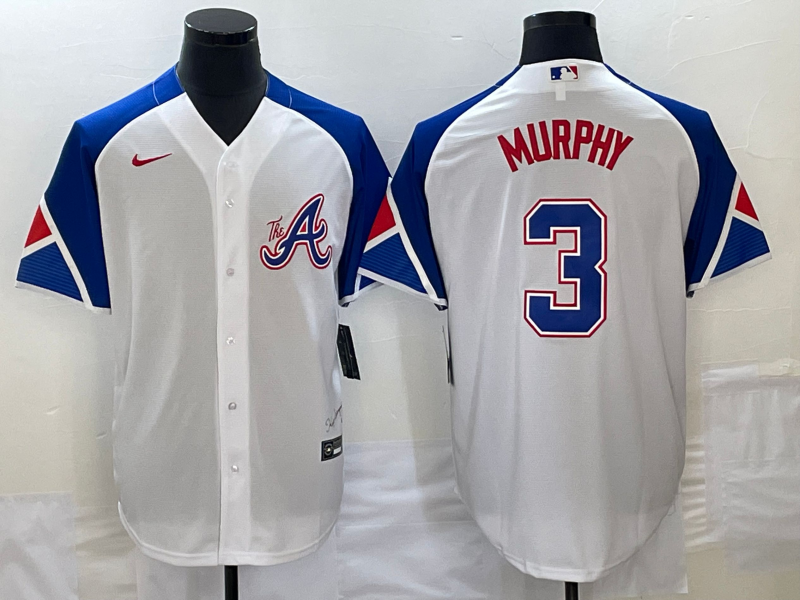 Men's Atlanta Braves Dale Murphy #3 White 2023 City Connect Replica Player Jersey1 baseball jersey product view 1