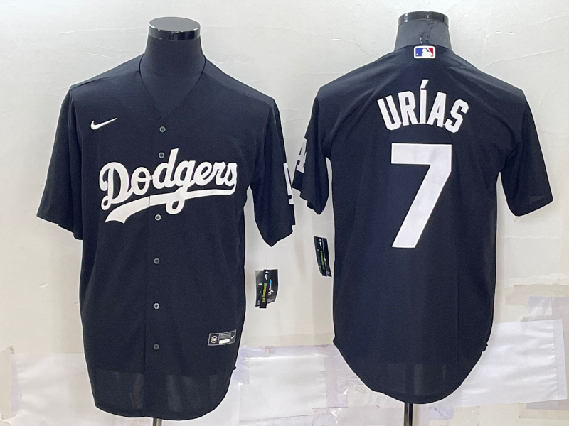 Men's Los Angeles Dodgers Julio Urias #7 Black Replica Baseball Jersey1 baseball jersey product view 1