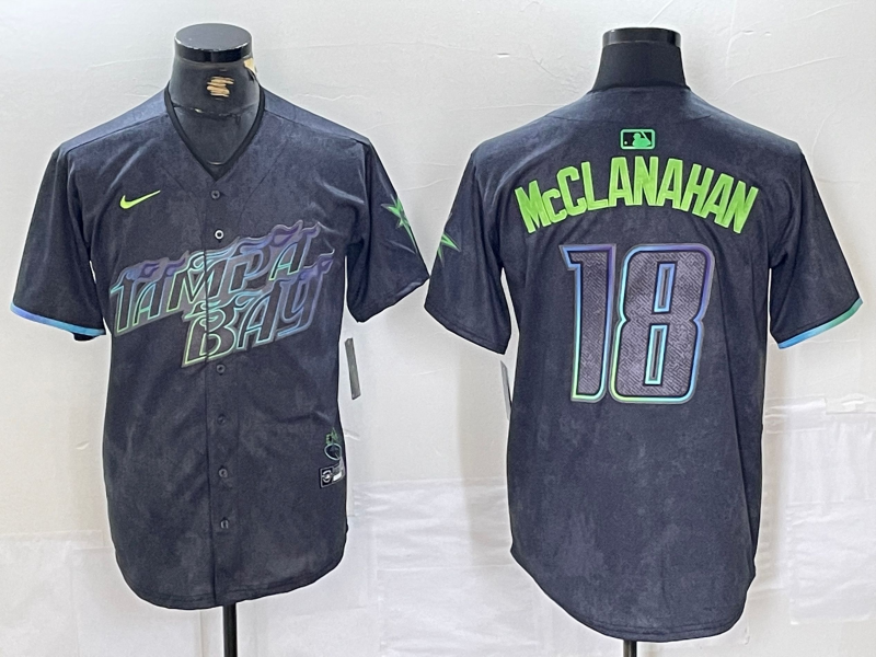 Men's Tampa Bay Rays Shane McClanahan #18 Charcoal 2024 City Connect Limited Player Jersey1 baseball jersey product view 1