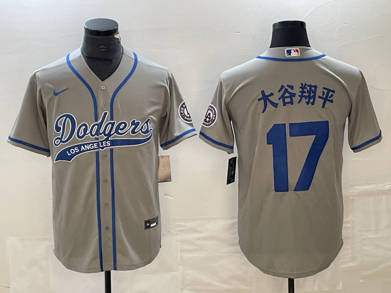 Men's Los Angeles Dodgers Shohei Ohtani #17 Gray Game Player Jersey1 Joint Edition baseball jersey product view 1