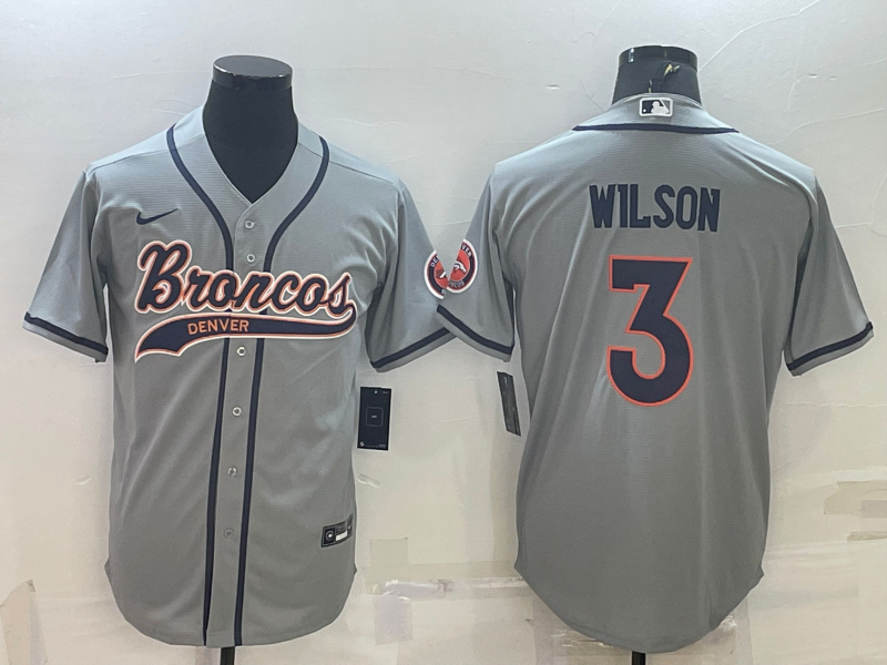 Men's Denver Broncos Russell Wilson #3 Gray Game Jersey1 Joint Edition football jersey product view 1