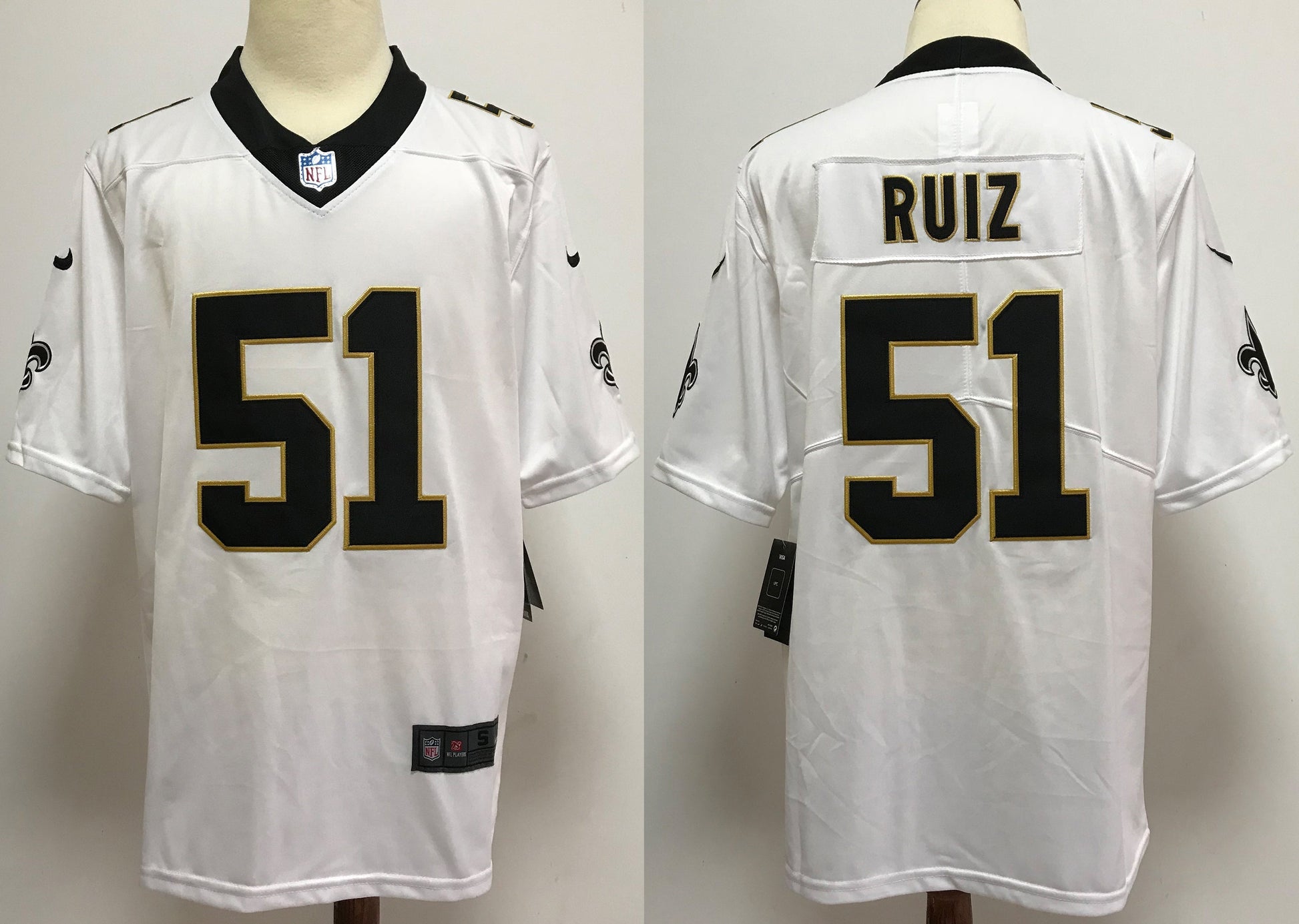 Men's New Orleans Saints Cesar Ruiz #51 White Game Jersey1 football jersey product view 1
