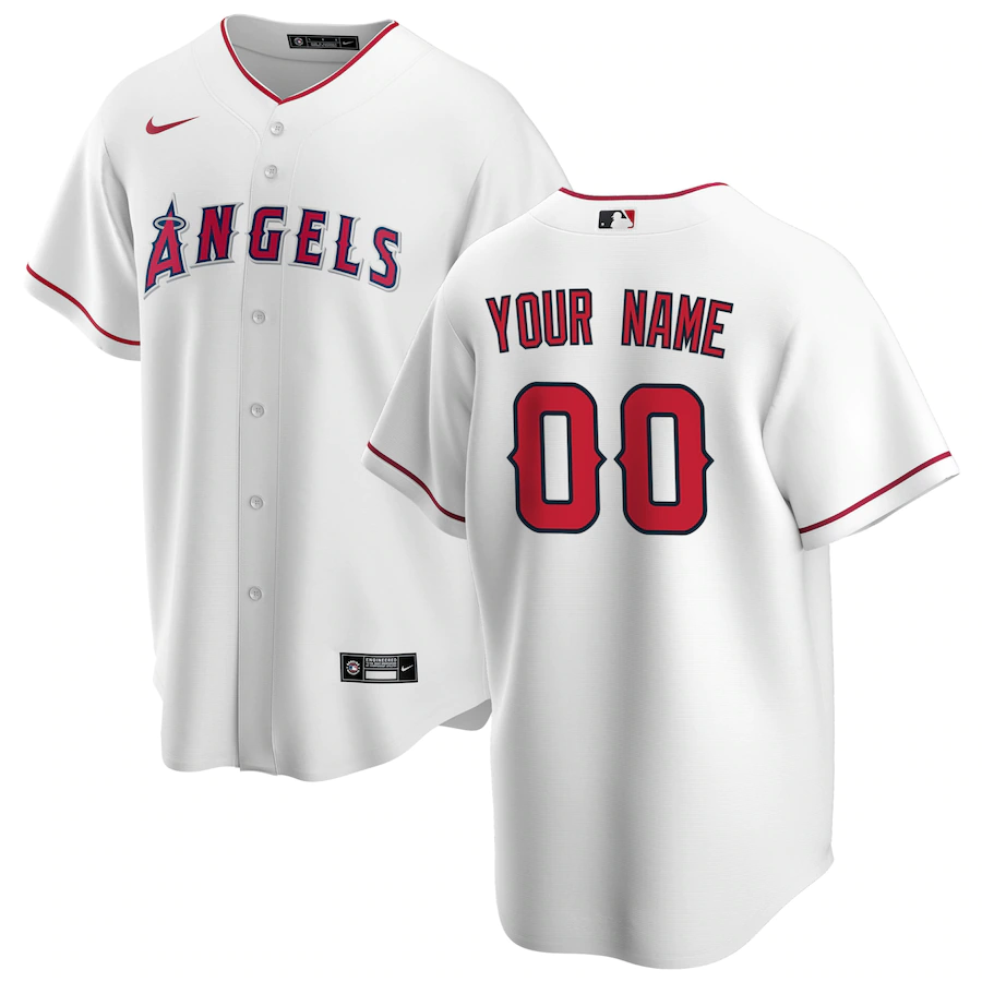 Men's Los Angeles Angels White Home Replica Custom Jersey baseball jersey product view 1
