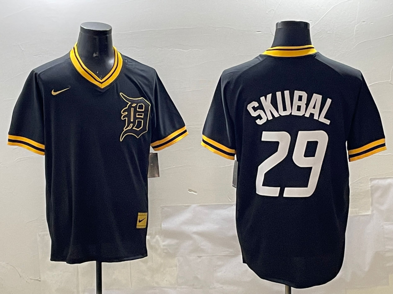 Men's Detroit Tigers Tarik Skubal #29 Black Replica Player Jersey1 baseball jersey product view 1