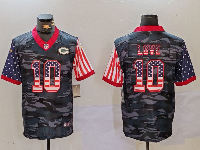Men's Green Bay Packers Jordan Love #10 Grey Camouflage Player Jersey1 basketball jersey product view 1