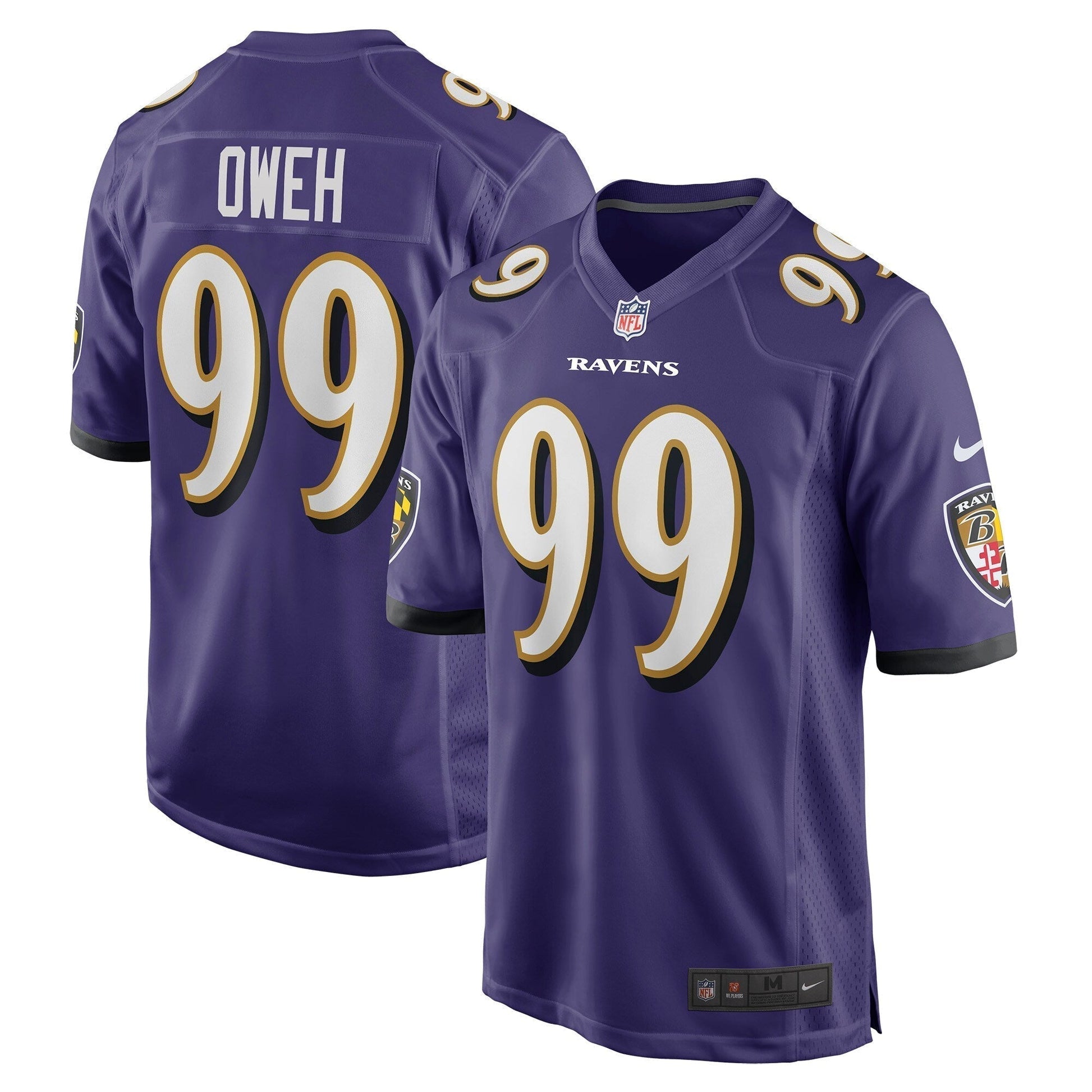 Odafe Oweh Baltimore Ravens Nike Game Jersey - Purple football jersey product view 1