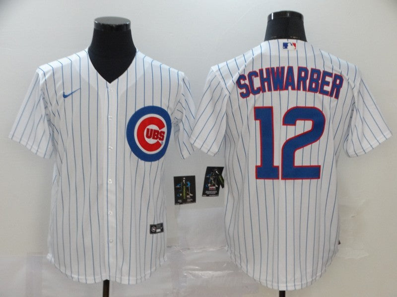 Men's Chicago Cubs Kyle Schwarber #12 White Replica Baseball Jersey1 baseball jersey product view 1