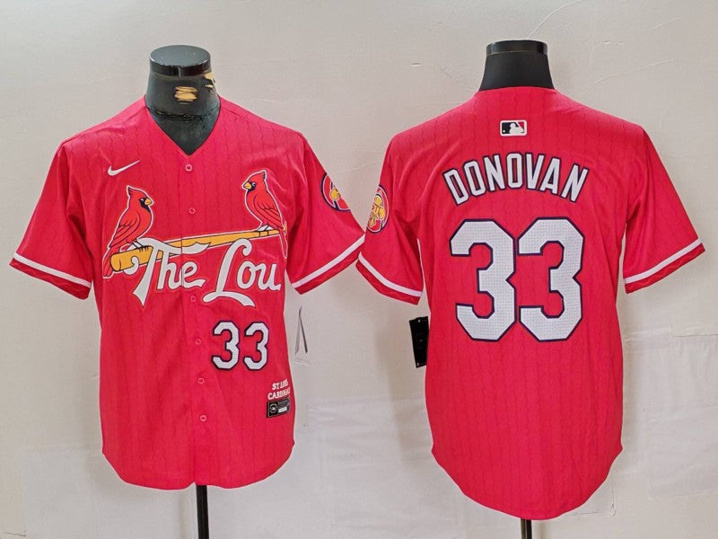 Men's St. Louis Cardinals Brendan Donovan #33 Red 2024 City Connect Limited Player Jersey1 baseball jersey product view 1
