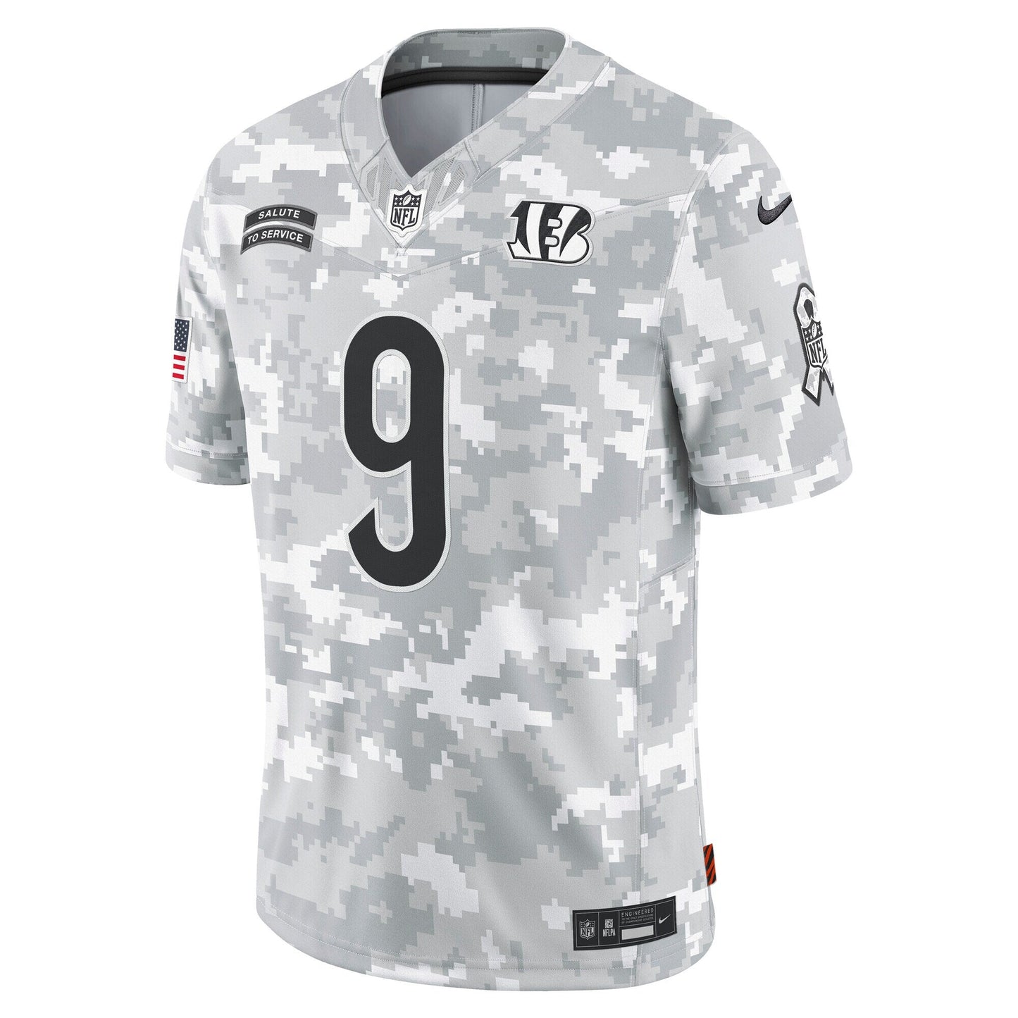 Joe Burrow Cincinnati Bengals Nike 2024 Salute to Service Limited Jersey - Arctic Camo football jersey product view 2