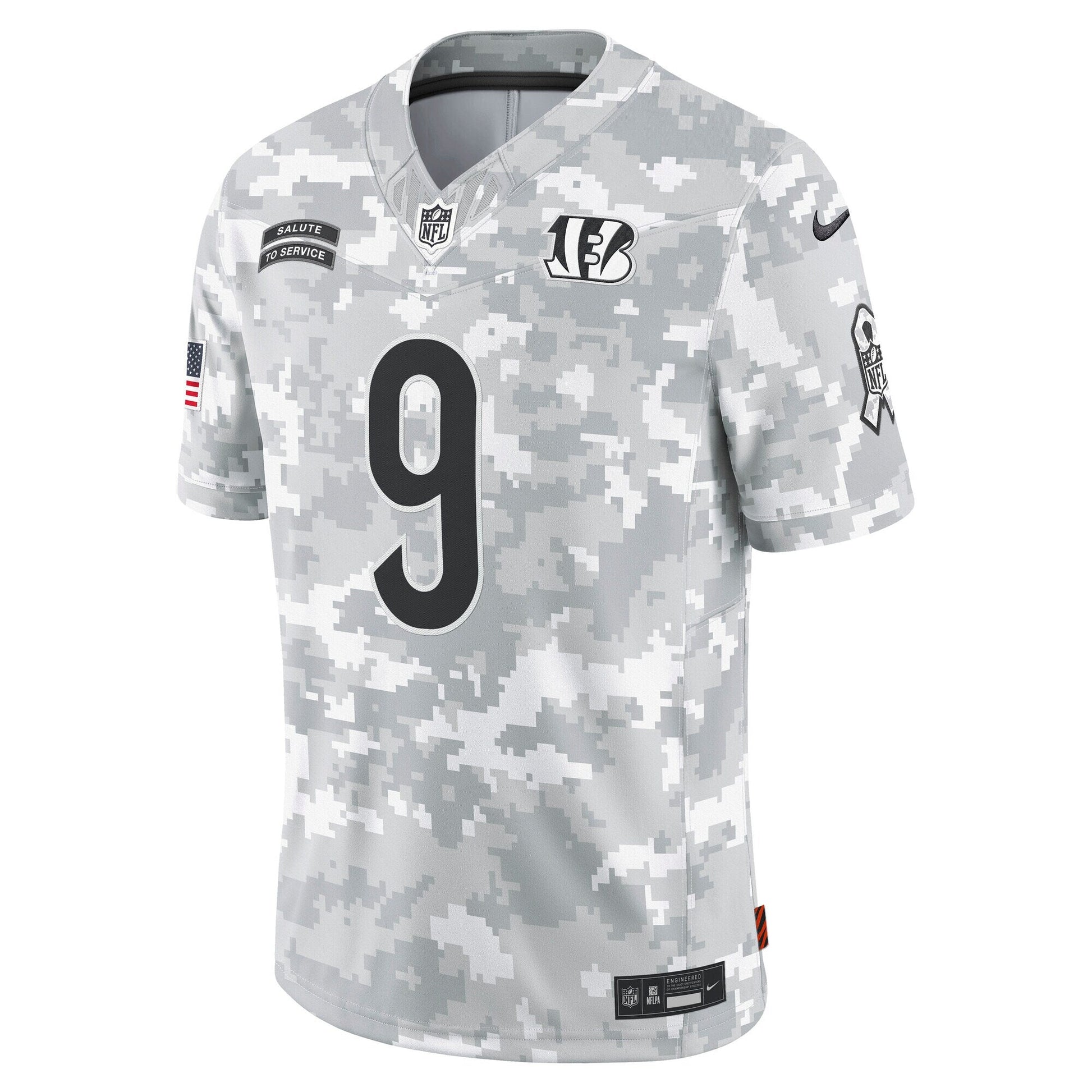 Joe Burrow Cincinnati Bengals Nike 2024 Salute to Service Limited Jersey - Arctic Camo football jersey product view 2