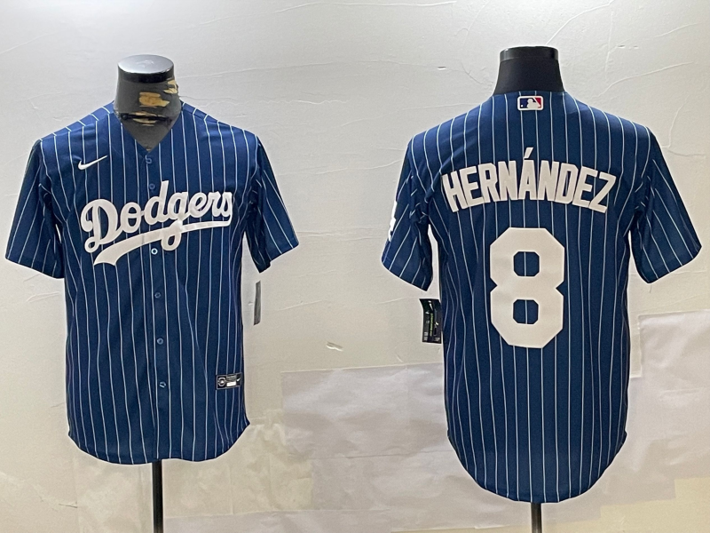 Men's Los Angeles Dodgers Enrique Hernandez #8 Blue Player Jersey1 baseball jersey product view 1