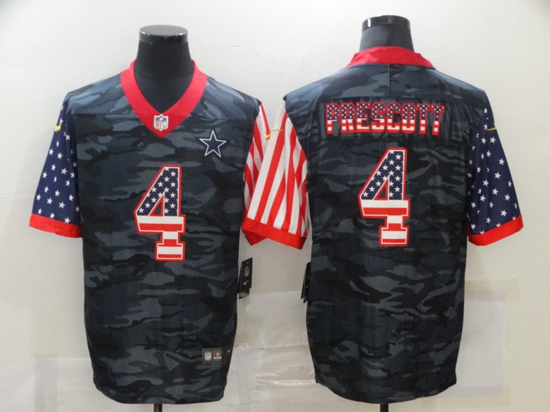 Men's Dallas Cowboys Dak Prescott #4 Gray Camouflage Game Player Jersey1 football jersey product view 1