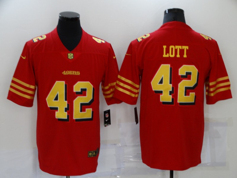 Men's San Francisco 49ers Ronnie Lott #42 Red Player Game Jersey1 football jersey product view 1