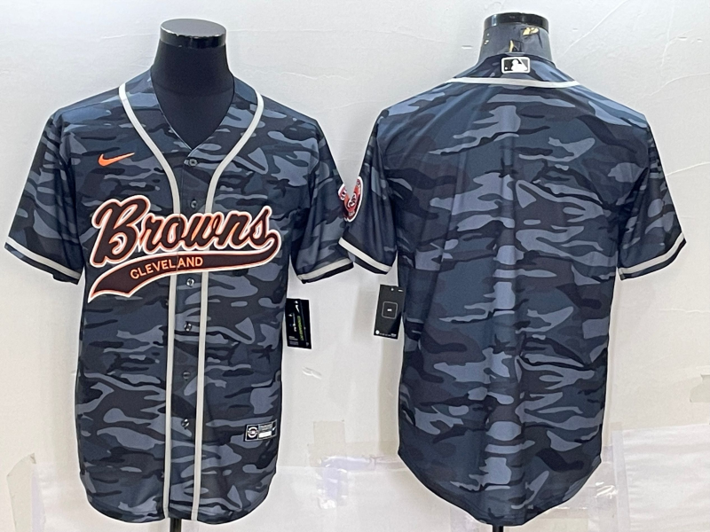 Men's Cleveland Browns Grey Camouflage Blank Jersey1 football jersey product view 1