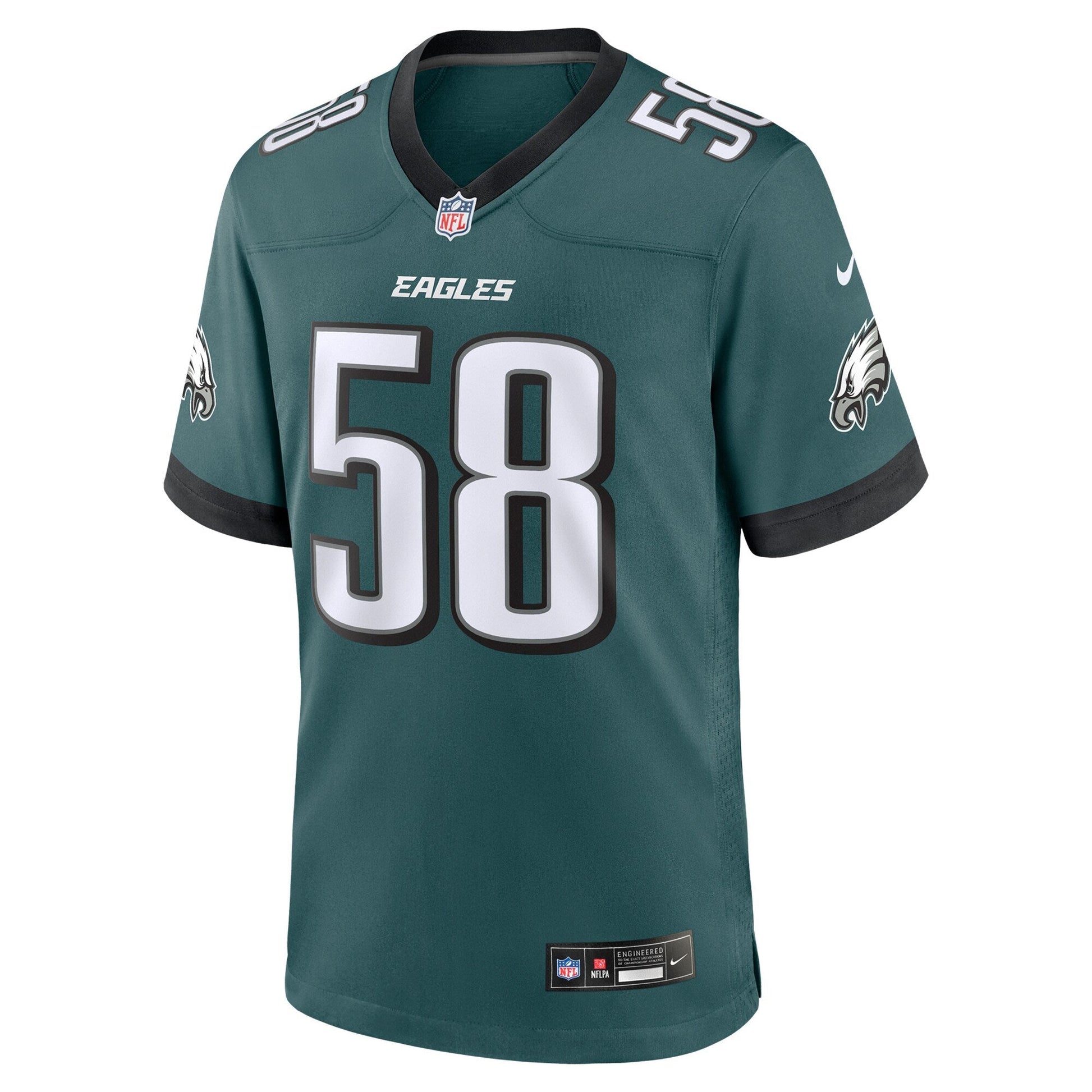 Jalyx Hunt Philadelphia Eagles Nike Team Game Jersey - Midnight Green football jersey product view 2