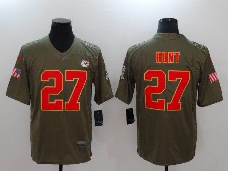 Men's Kansas City Chiefs Karim Hunt #27 Brown Game Jersey1 football jersey product view 1