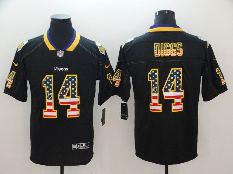 Men's Minnesota Vikings Stefon Diggs #14 Black Game Player Jersey1 football jersey product view 1