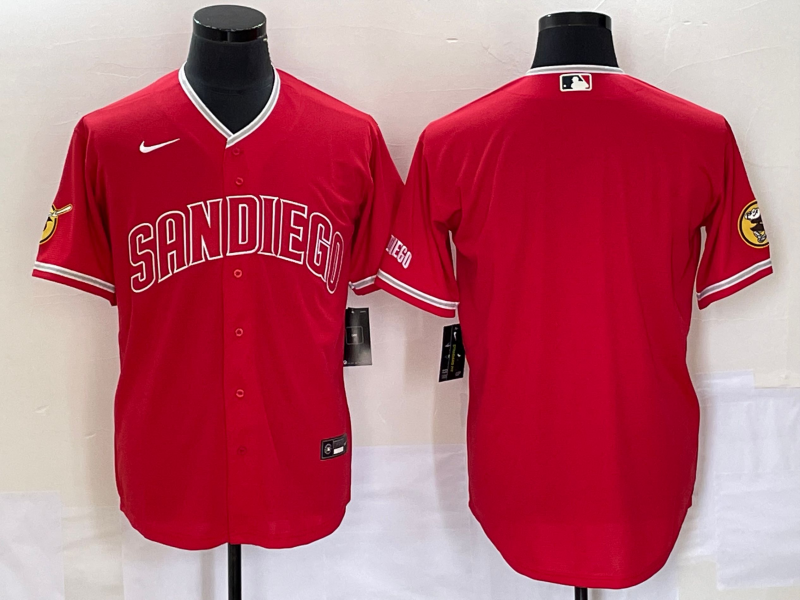 Men's San Diego Padres Red Replica Blank Jersey baseball jersey product view 1