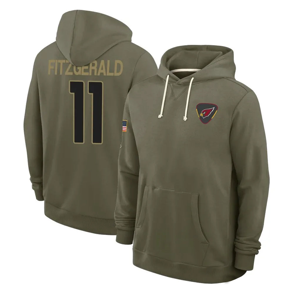 A.Cardinals #11 Larry Fitzgerald Player Olive Salute to Service Hoodies Football Jerseys football jersey product view 1