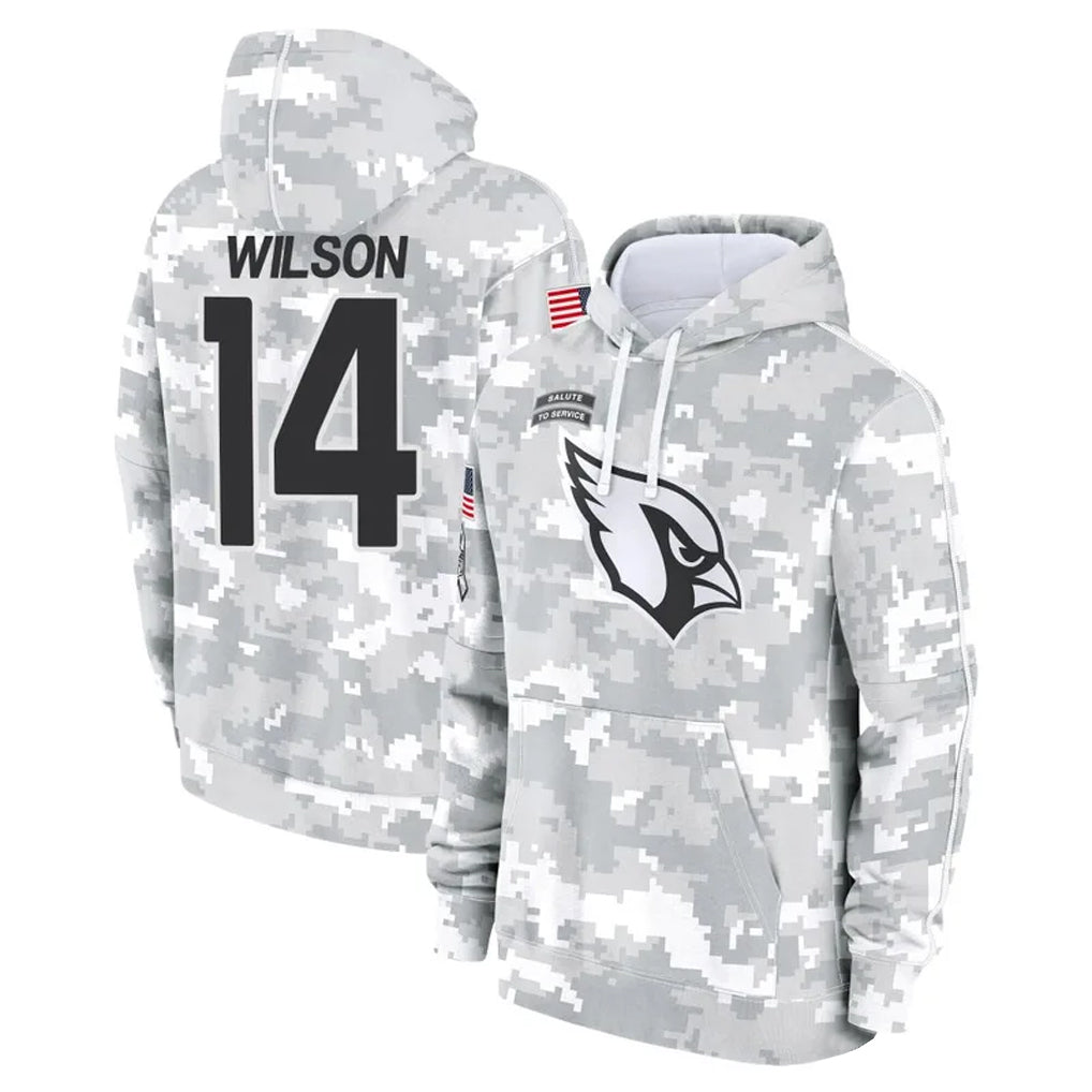A.Cardinals #14 Michael Wilson Player Arctic Camo Salute to Service Hoodies Football Jerseys football jersey product view 1