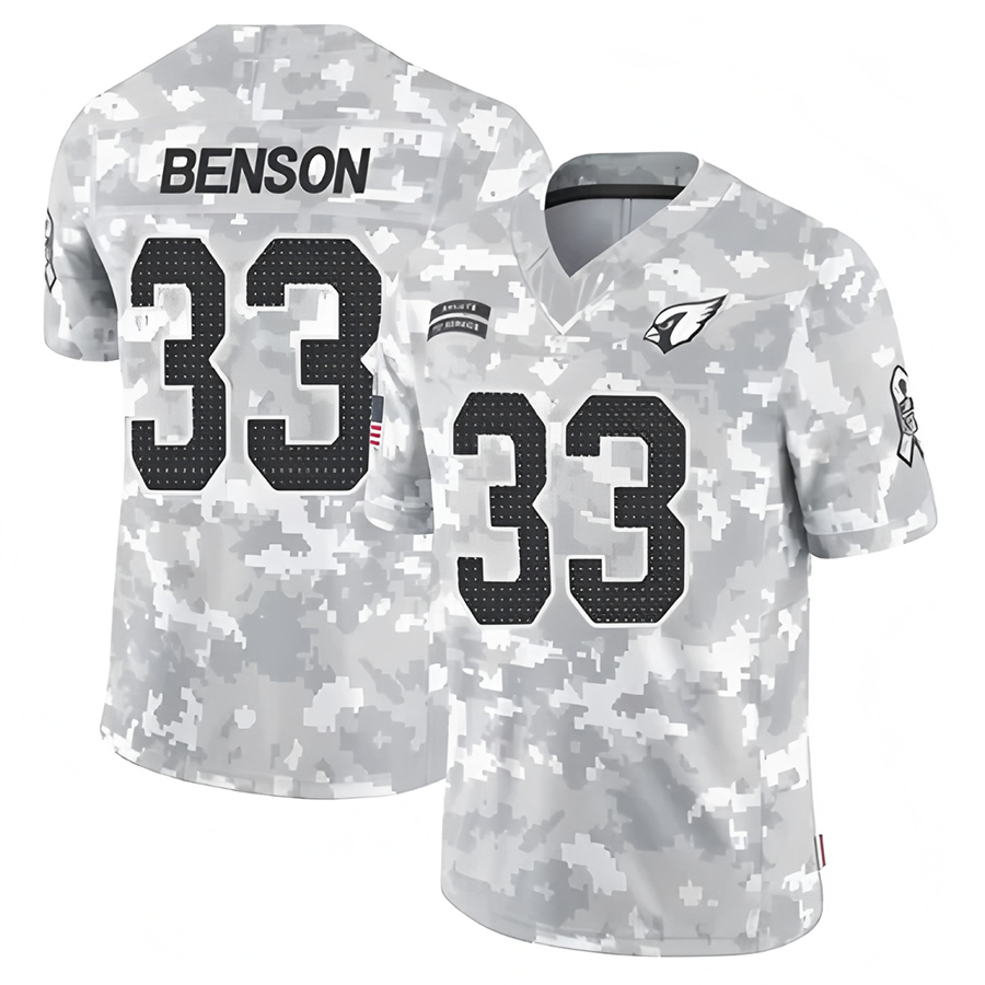 A.Cardinals #33 Trey Benson Player Camo Salute to Limited Football Jerseys football jersey product view 1