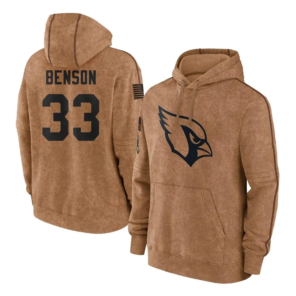 A.Cardinals #33 Trey Benson Player Brown Salute To Service Limited Hoodies Football Jerseys football jersey product view 1