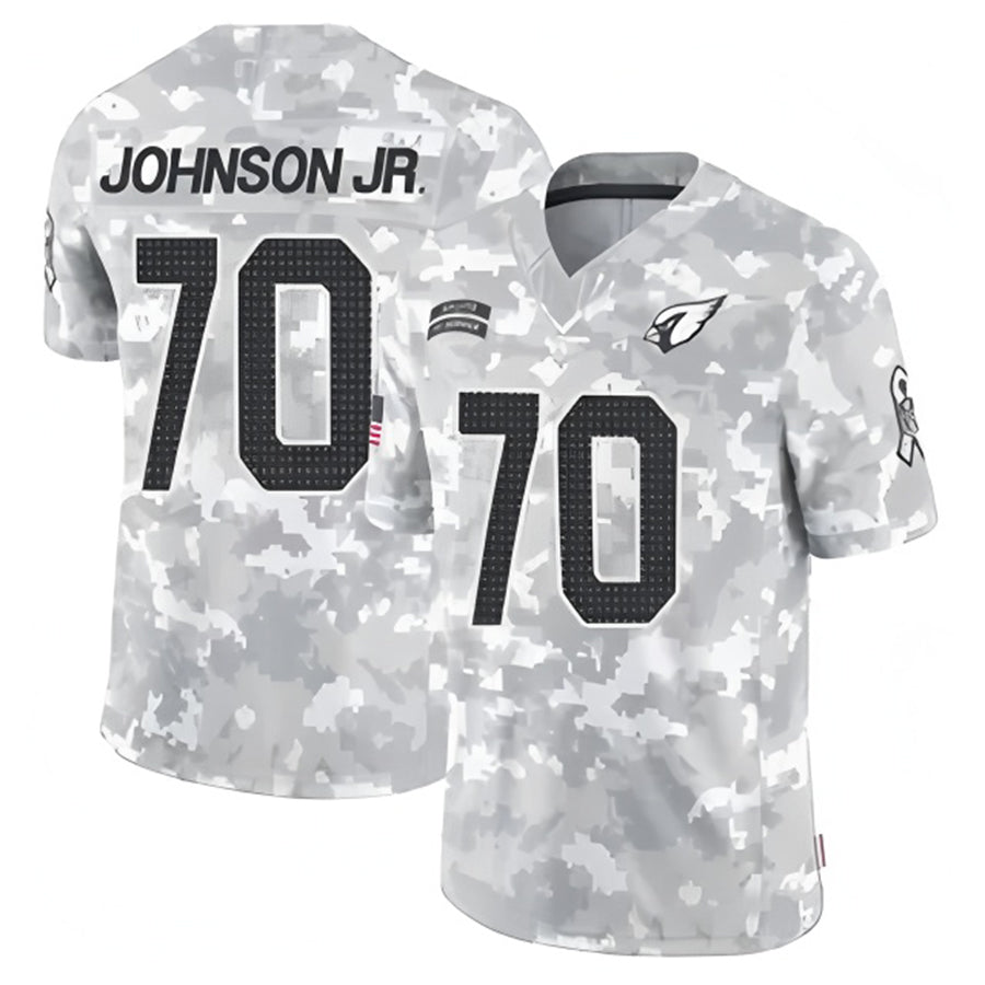 A.Cardinals #70 Paris Johnson Jr. Player Camo Salute to Service Limited Stitched Football Jerseys football jersey product view 1