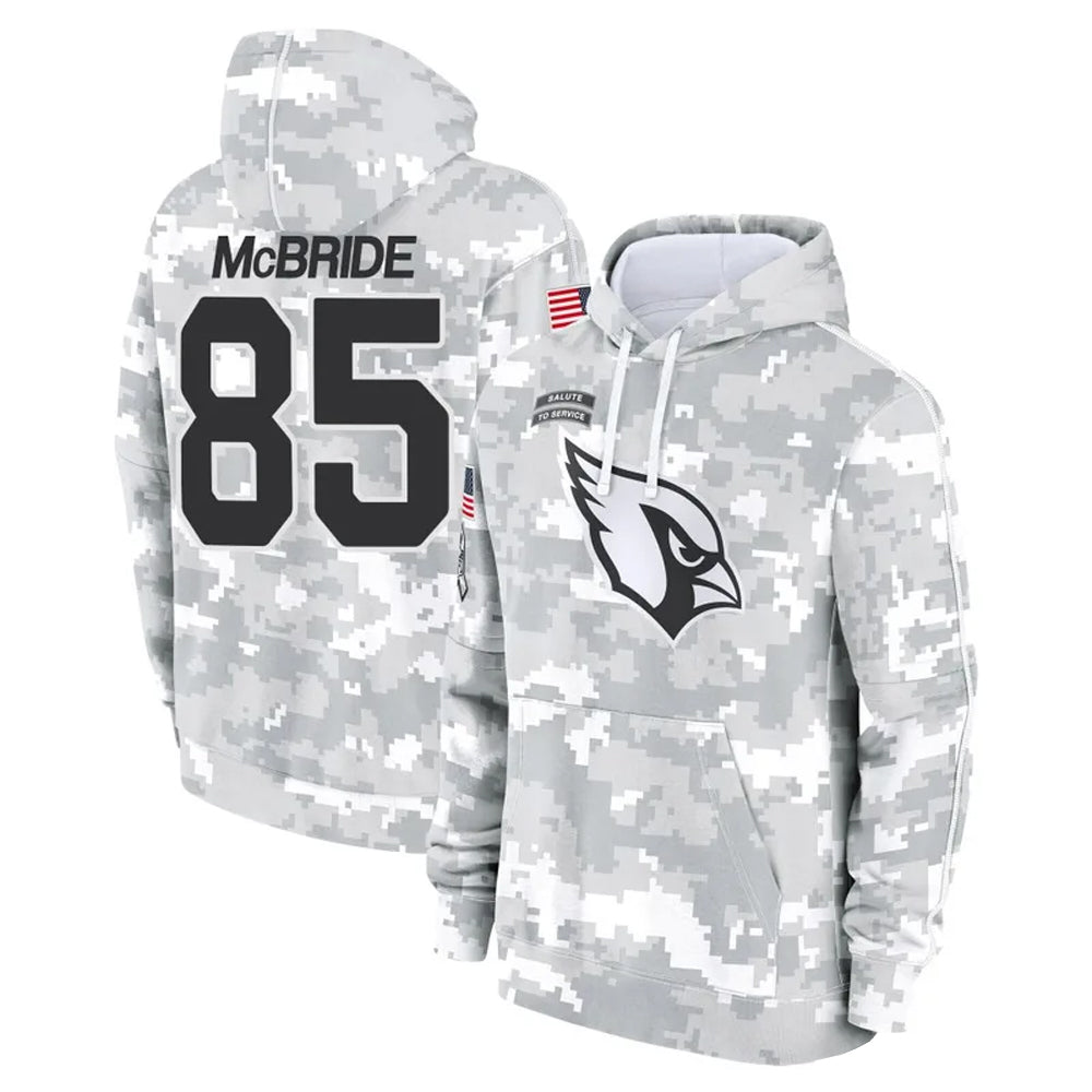 A.Cardinals #85 Trey McBride Player Camo Salute to Service Hoodies Football Jerseys football jersey product view 1