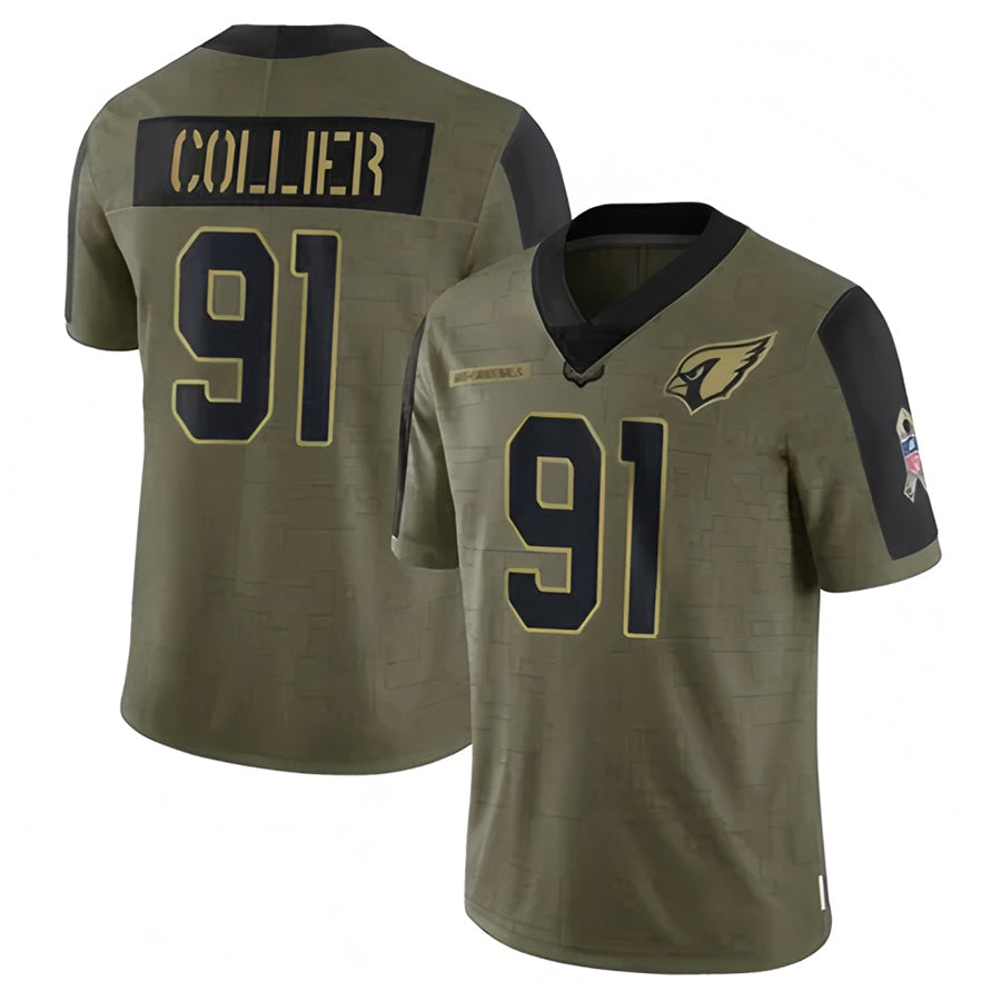 A.Cardinals #91 L.J. Collier Player Olive Salute To Service Football Jerseys football jersey product view 1