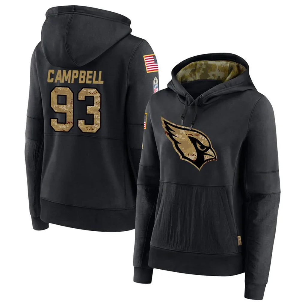 A.Cardinals #93 Calais Campbell Player Black Salute to Service Hoodies Football Jerseys football jersey product view 1