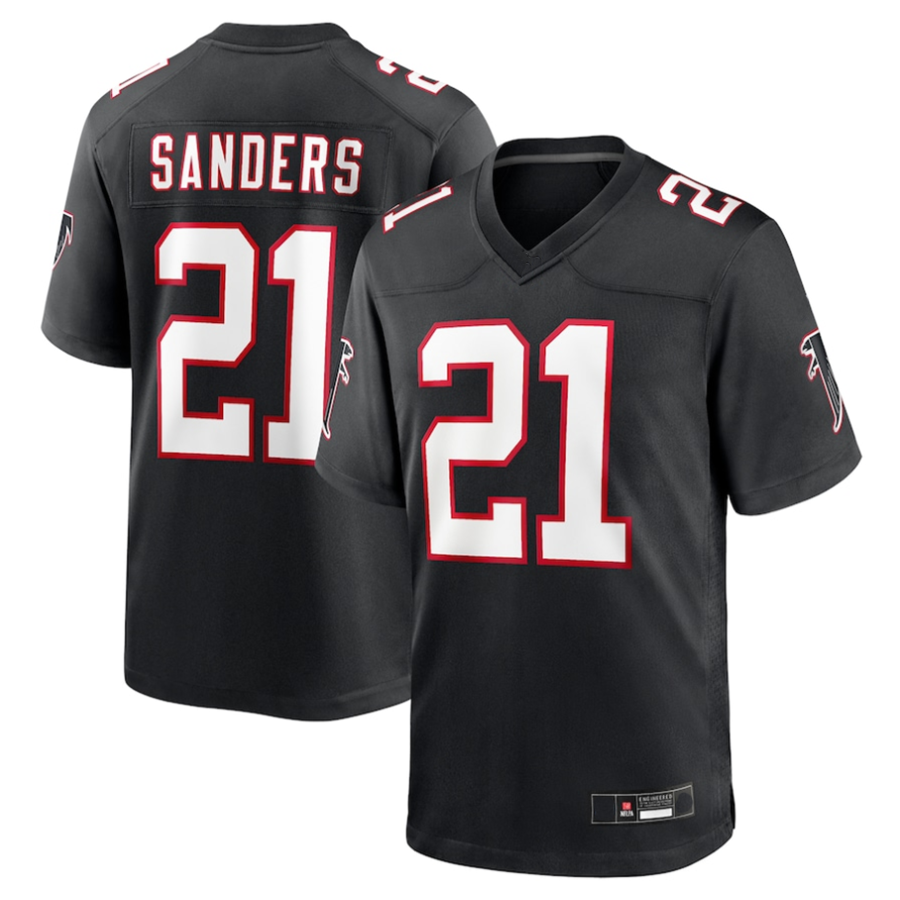 A.Falcons #21 Deion Sanders Black Player Game Football Jerseys football jersey product view 1